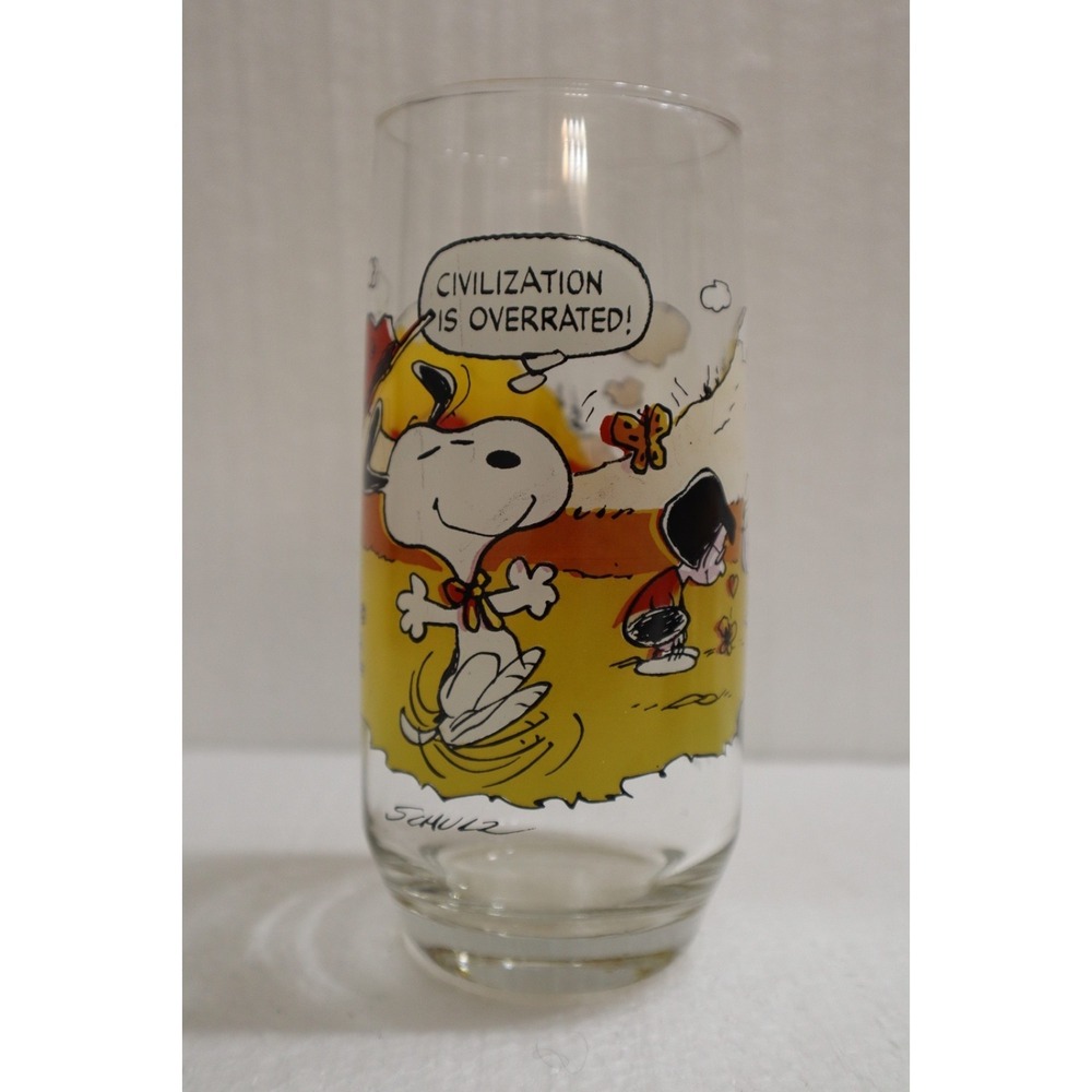 Vintage McDonalds Camp Snoopy Peanuts Civilization is Overrated Glass‎